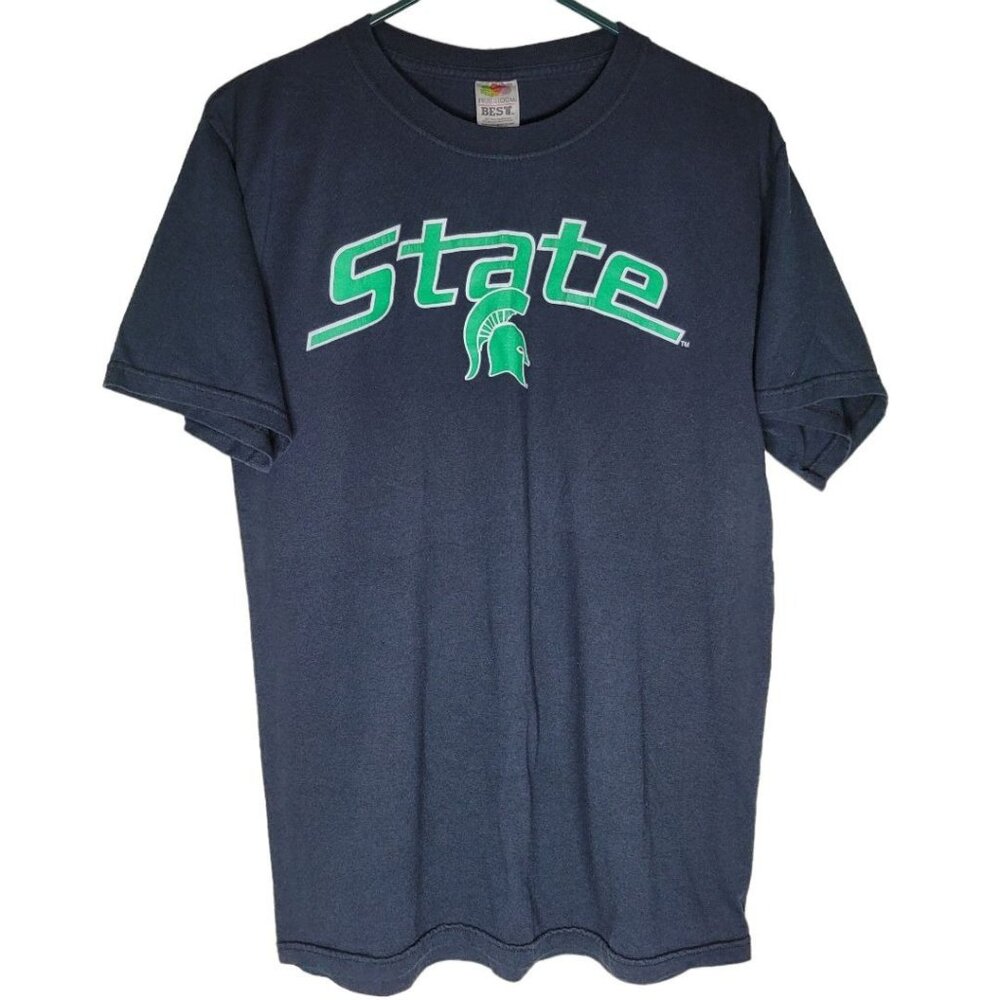 Michigan State University Spartans Green‎ Black Basic Tee Shirt Womens Medium